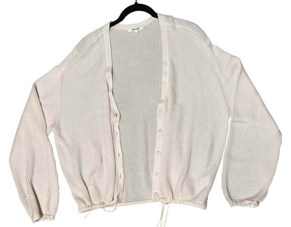 Splendid White Ribbed Cardigan - Picture 1 of 6